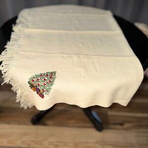 Coming Home Brand 100% Wool Embroidered Table Scarf or Shawl. Like New